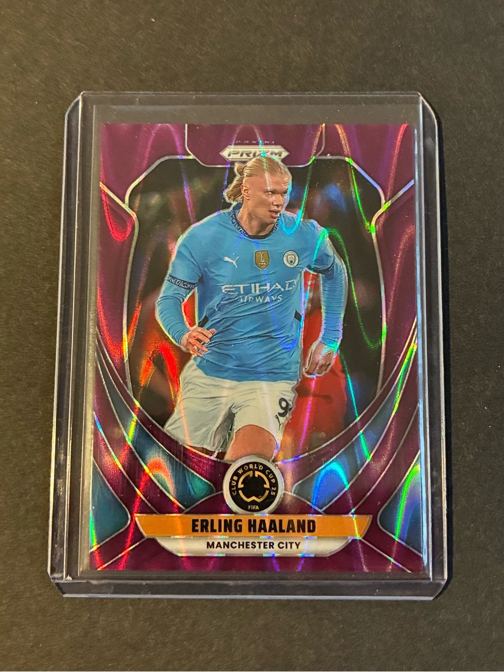 Erling Haaland 2025 Panini Prizm FIFA #136 Purple Seismic Prizm 69/99